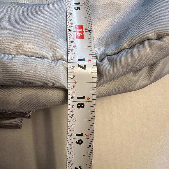 Lululemon Light Gray Camo Backpack Black Logo Hardware Zip Front & Top 18”x16” - Picture 8 of 11